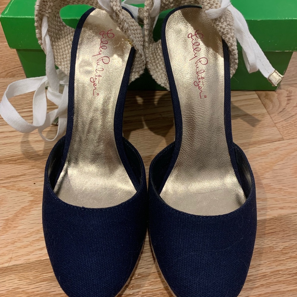 Lilly Pulitzer wedges (navy, size 9.5)